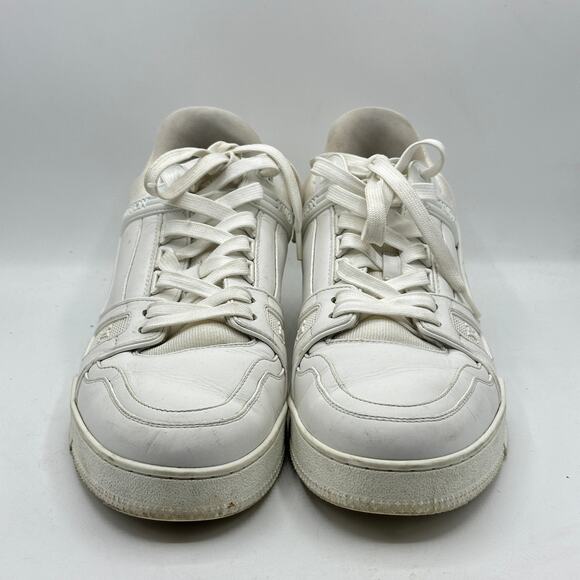 LOUIS VUITTON LV Trainer Sneaker Low Top White Leather Sz US 10.5 - Picture 4 of 9